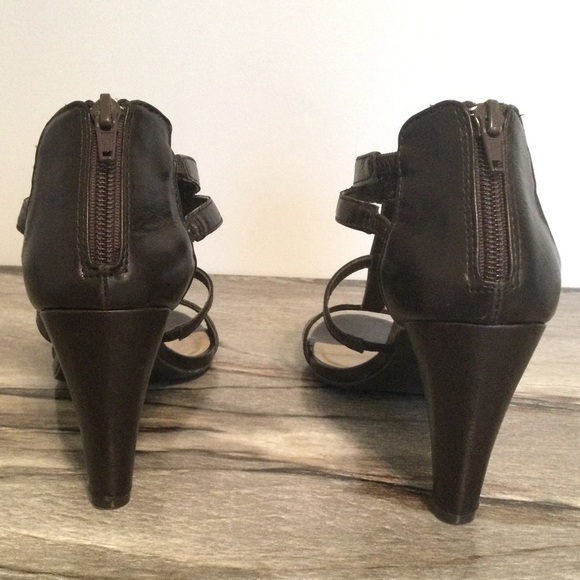 Ann Marino 7.5 Brown Open Heels Straps Zipper Sandals - Picture 8 of 13